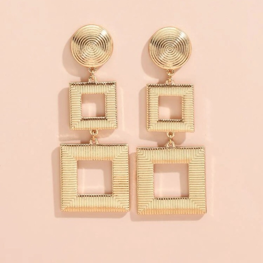 Gold Geometric Drop Earrings